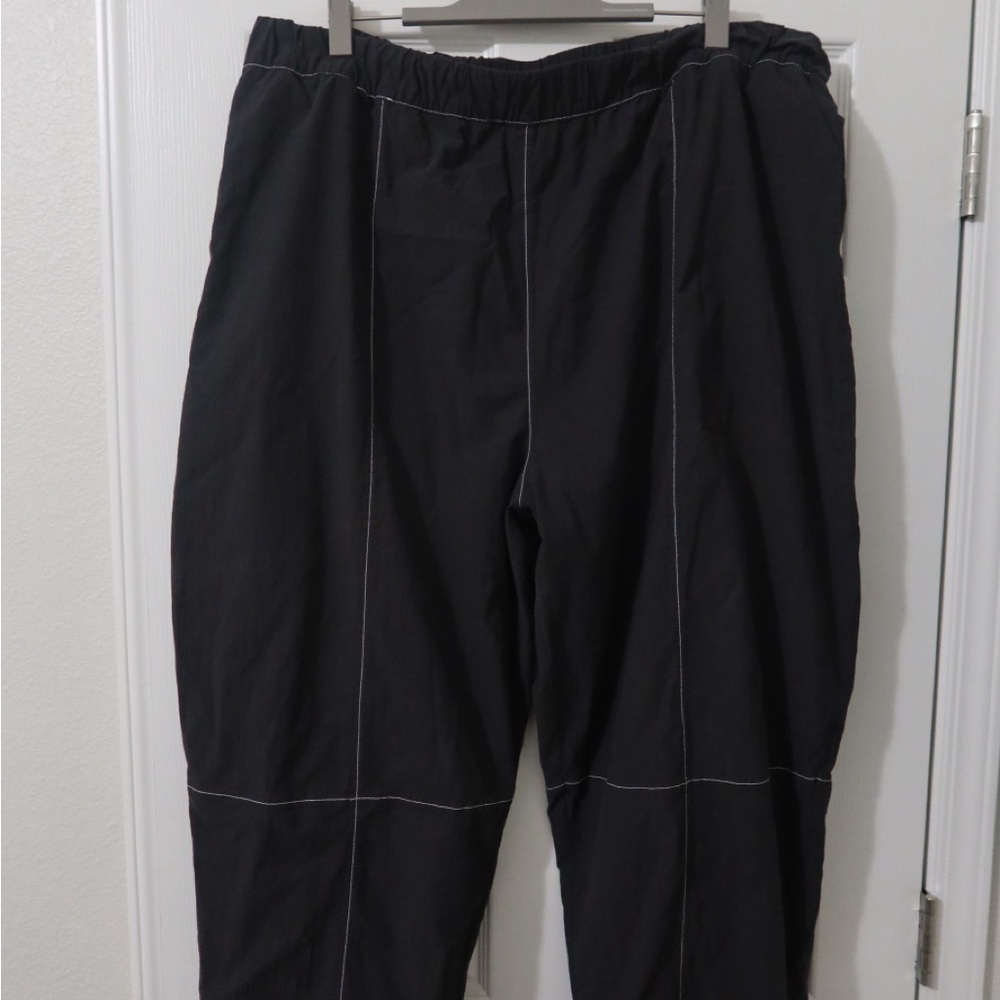 Ganni Black Balloon Pants with Tonal White Stitching—Size XL 🖤